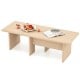 Modular L-shaped coffee table set of 2 in oak, designed for small spaces with rounded corners and protective foot pads.