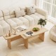 L-shaped modular coffee table set in oak, featuring rounded corners and space-saving design, perfect for small spaces.