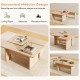 L-shaped modular coffee table set of 2 in oak, designed for small spaces, perfect for living room or bedroom use.