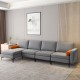 Modular L-shaped 4-seat sectional sofa in gray with reversible chaise, USB sockets, and soft back cushions for comfort.
