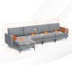 Modular L-shaped 4-seat sectional sofa in gray with reversible chaise, USB sockets, and hidden storage for versatile.