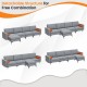 Modular L-shaped 4-seat sectional sofa in gray with reversible chaise, USB sockets, and detachable structure for.