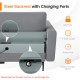 Modular L-shaped sectional sofa in gray with USB ports, hidden storage, and soft backrest for versatile comfort.