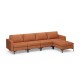 L-shaped sectional sofa in orange with reversible ottoman, showcasing a spacious design for comfortable seating and.