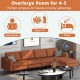 Modular L-shaped sectional sofa in orange with reversible ottoman, USB ports, and hidden storage for family gatherings.