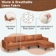 Modular L-shaped sectional sofa in orange with reversible ottoman, USB ports, and ergonomic cushions for cozy.