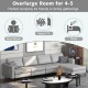 Modular L-shaped sectional sofa in light gray with reversible ottoman, USB ports, perfect for family gatherings.