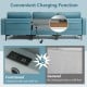 Modular 3-seat L-shaped sectional sofa in blue with reversible chaise and built-in USB ports for convenient charging.