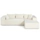 Modular L-shaped sectional sofa in beige corduroy with deep seats, supportive backrests, and easy-to-clean zippered.