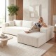 Modular beige corduroy sectional sofa showcasing deep seats and supportive backrests, ideal for stylish and cozy living.