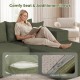 Modular L-shaped sofa in green corduroy with deep seats, soft sponge fillings, and zippered covers for easy cleaning.