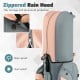 Zippered rain hood on the orange molded lock top golf cart bag provides all-around protection and tidy storage.
