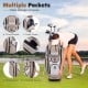 Molded Lock Top Golf Cart Bag in khaki with 14 dividers and 11 pockets for organized storage on the golf course.