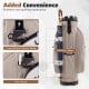 Molded lock top golf cart bag in khaki with 14-way dividers, umbrella holder, and multiple pockets for convenience.