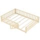 Montessori bed frame showcasing a natural wood finish and sturdy slats, designed for children's safe and independent.