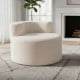 Moon-shaped single sofa chair in beige teddy fleece, featuring a curved backrest for comfort and a non-slip bottom.