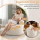 Moon-shaped floor single sofa chair in soft teddy fleece beige, featuring ergonomic support for all-day relaxation.
