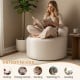 Moon-shaped floor single sofa chair in beige with soft teddy fleece, ideal for reading, gaming, or relaxing.