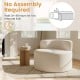 Moon-shaped single sofa chair in beige teddy fleece, featuring a curved backrest for relaxation, no assembly required.