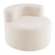 Moon-shaped floor single sofa chair in beige teddy fleece, featuring a curved backrest for comfort and a non-slip.