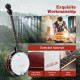 5-string geared tunable banjo made of high-quality sapele wood, featuring a rosewood bridge and steel strings for.