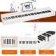 88-key full-size digital piano in white with weighted keys, built-in speakers, and MIDI interface for versatile playing.