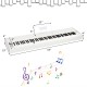 88-key weighted digital piano in white with dual-tone modes, MIDI interface, and built-in speakers for versatile.