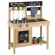 Mud kitchen playset for kids featuring 2 removable sinks, water faucet, and premium fir wood for outdoor play.