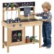 Kids play kitchen outdoor set in natural fir wood with removable sinks, stoves, and water box for imaginative play.