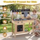 Mud kitchen playset for kids featuring removable sinks, stoves, and kitchenware, promoting creativity and outdoor play.