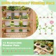 Mud kitchen playset with sink, 12 removable planter pots, and transparent observation room for outdoor fun.