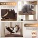 Multi-level cat tree featuring a plush basket bed and soft hammock for ultimate relaxation and climbing fun.