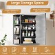 Multipurpose wall-mounted bathroom storage cabinet with mirror, featuring six open shelves for ample storage space.