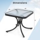 Tempered glass top patio table with heavy-duty metal frame, 20" x 20" x 18", ideal for garden or poolside use.