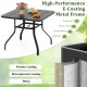 37-inch square patio dining table with a metal frame, umbrella hole, and slatted design, ideal for outdoor gatherings.