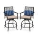 Set of 2 outdoor bar height swivel chairs with soft cushions, sturdy steel frame, suitable for indoor and outdoor use.