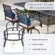 Set of 2 outdoor bar height chairs with soft cushions, featuring ergonomic design and 360° swivel for comfort.