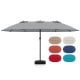 15ft double-sided patio umbrella in market-gray with crank, featuring a premium fabric canopy for long-lasting outdoor.