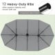 Top view of the 15ft double-sided patio umbrella showcasing 12 heavy-duty ribs and thickened metal pipes for stability.