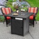 28-inch black propane gas fire pit table with adjustable flame, lava rock, ideal for outdoor gatherings and warmth.