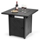 28-inch black propane gas fire pit table with adjustable flame, ideal for outdoor dining and gatherings.