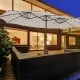15 feet double-sided patio umbrella in beige with 48 LED lights, perfect for spacious outdoor shading and relaxation.