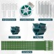 Foldable A-frame trellis plant supports in green with clips, stakes, and twist ties for stable plant growth.