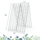 Foldable A-frame trellis supports for climbing plants, featuring a sturdy steel frame and large planting area.