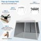 Pop up canopy tent with mesh sidewalls, adjustable height, and roller bag for easy transport and setup.