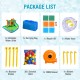 Inflatable water slide park with 780W blower, colorful balls, and accessories for kids' summer fun and safety.