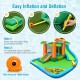 Inflatable water slide park featuring a vibrant coconut palm design, includes a 780W blower for easy setup and fun.