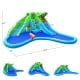 Inflatable 7-in-1 bounce house with double slides, climbing wall, and splashing pool for outdoor fun, measuring 224.5".