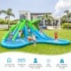 Children playing on the 7-in-1 inflatable bounce house with splash pool, featuring slides and water cannons for outdoor.