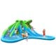 Colorful 7-in-1 inflatable bounce house with water slide, climbing wall, and splashing pool for outdoor fun with kids.